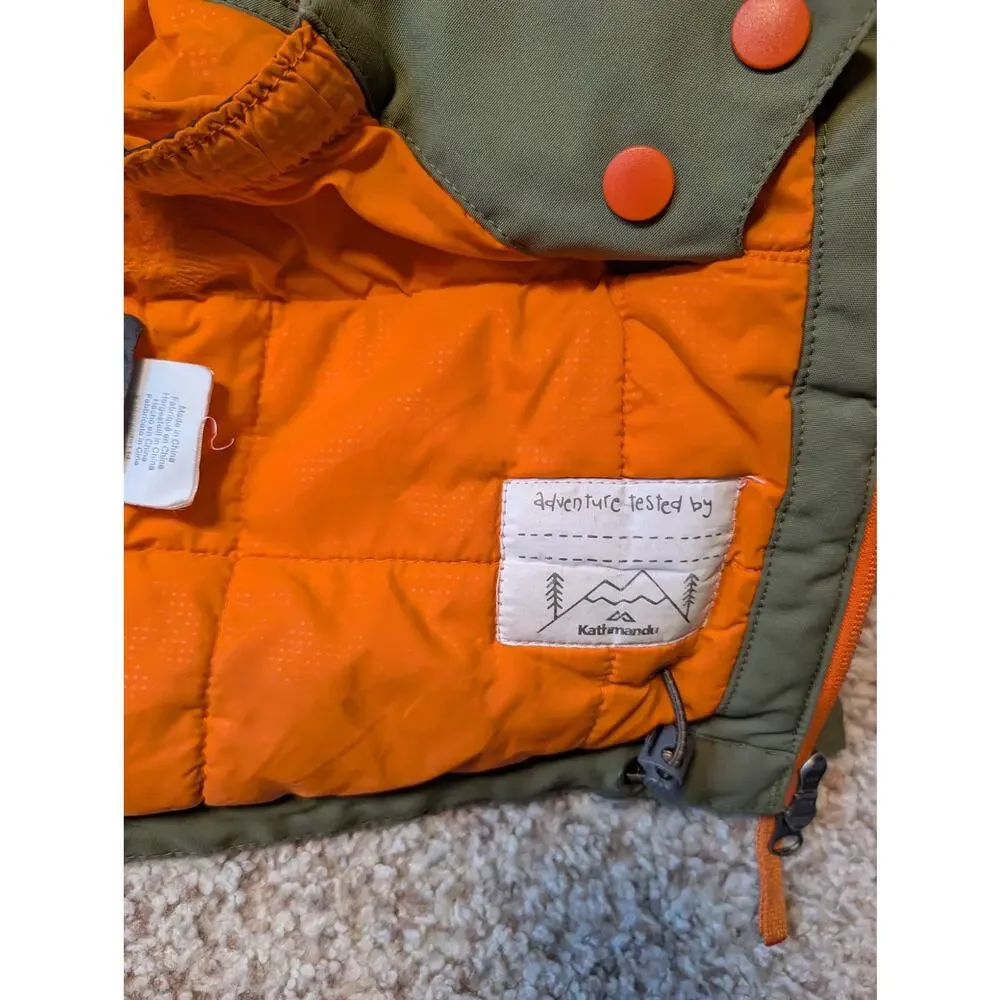 Kathmandu Boys ngx2 Waterproof Hooded Ski Jacket Green Orange Coat Size 8YRS